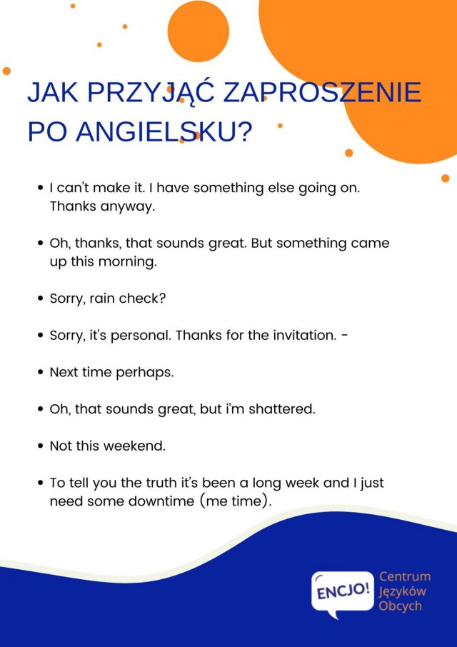 przyjmowanie zaproszenia po angielsku